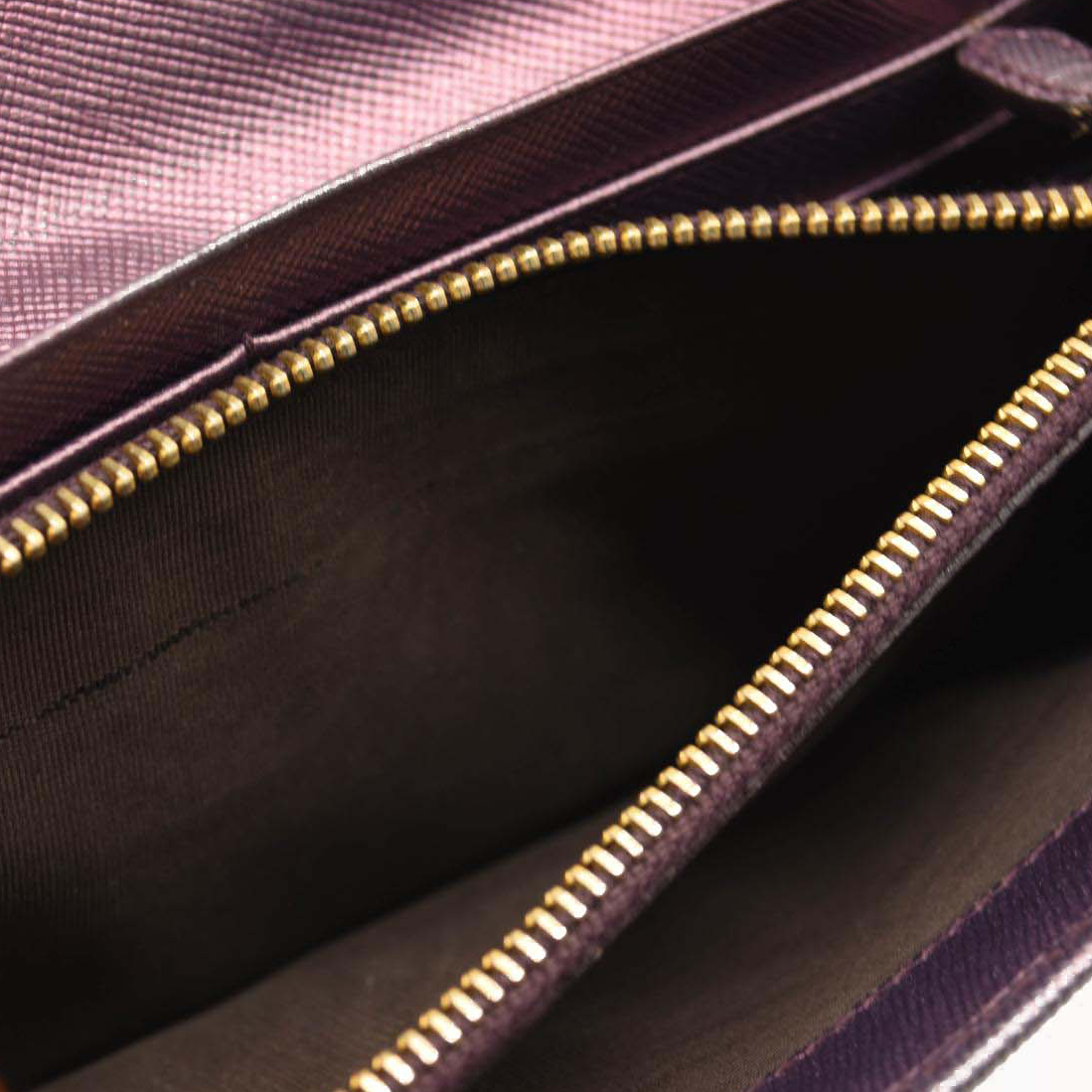 PRADA Saffiano Metal Continental Flap Wallet Metallic Purple