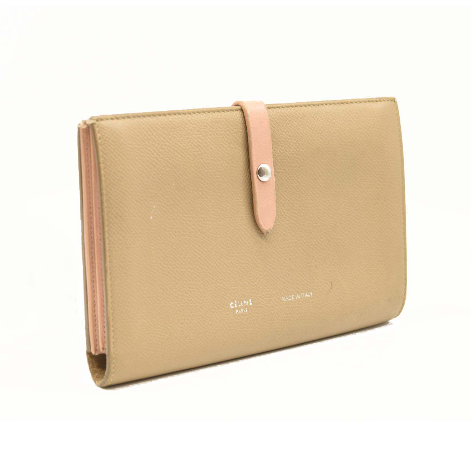 Celine Grained Calfskin Large Multifunction Strap Wallet Pink Chalk