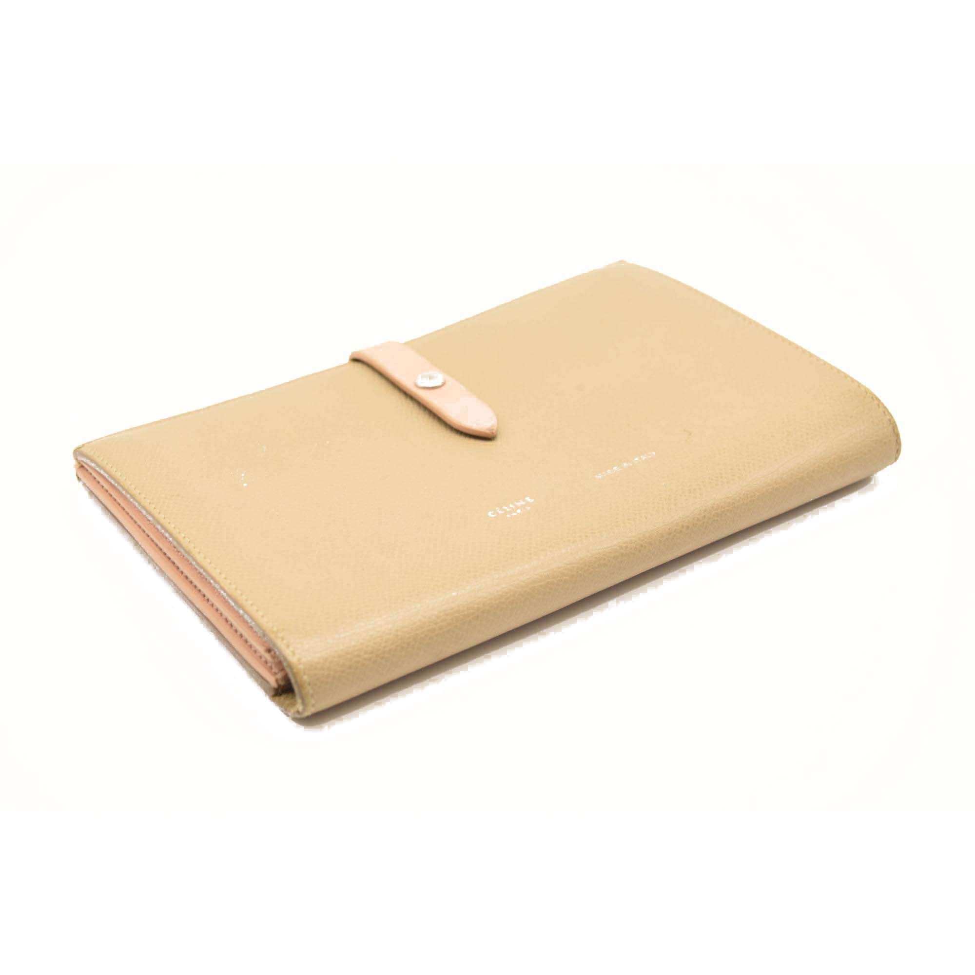 Celine Grained Calfskin Large Multifunction Strap Wallet Pink Chalk
