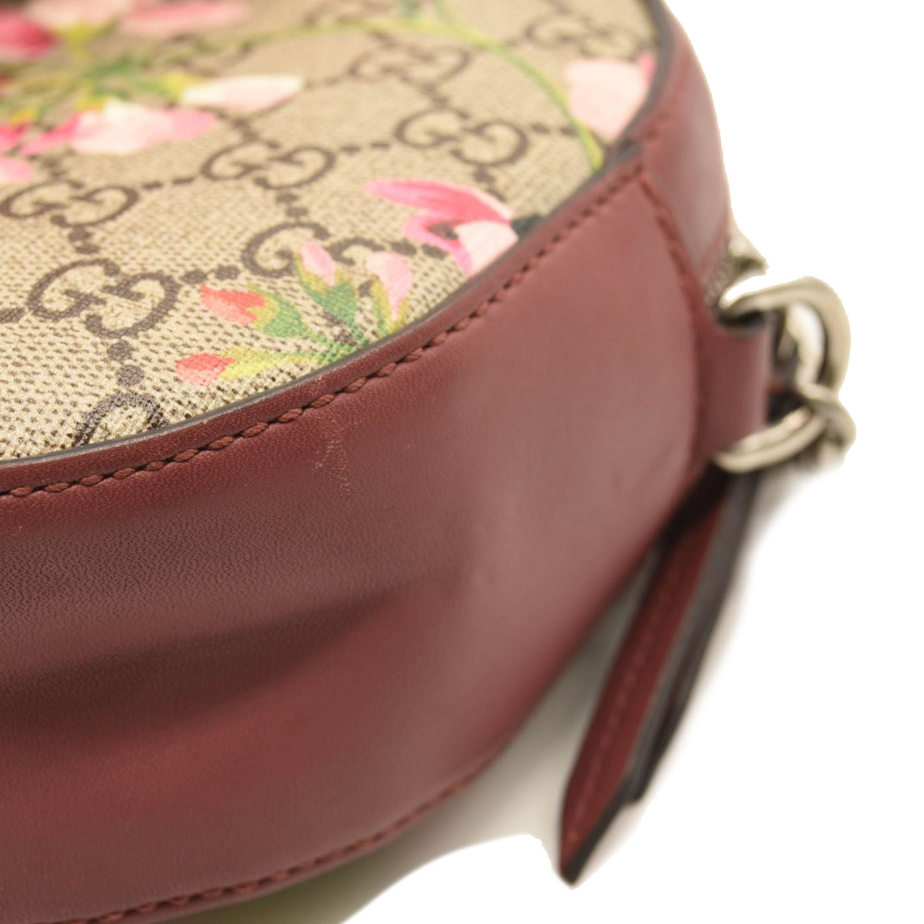 GUCCI GG Supreme Monogram Blooms Mini Chain Shoulder Bag Beige Multicolor Dry Rose