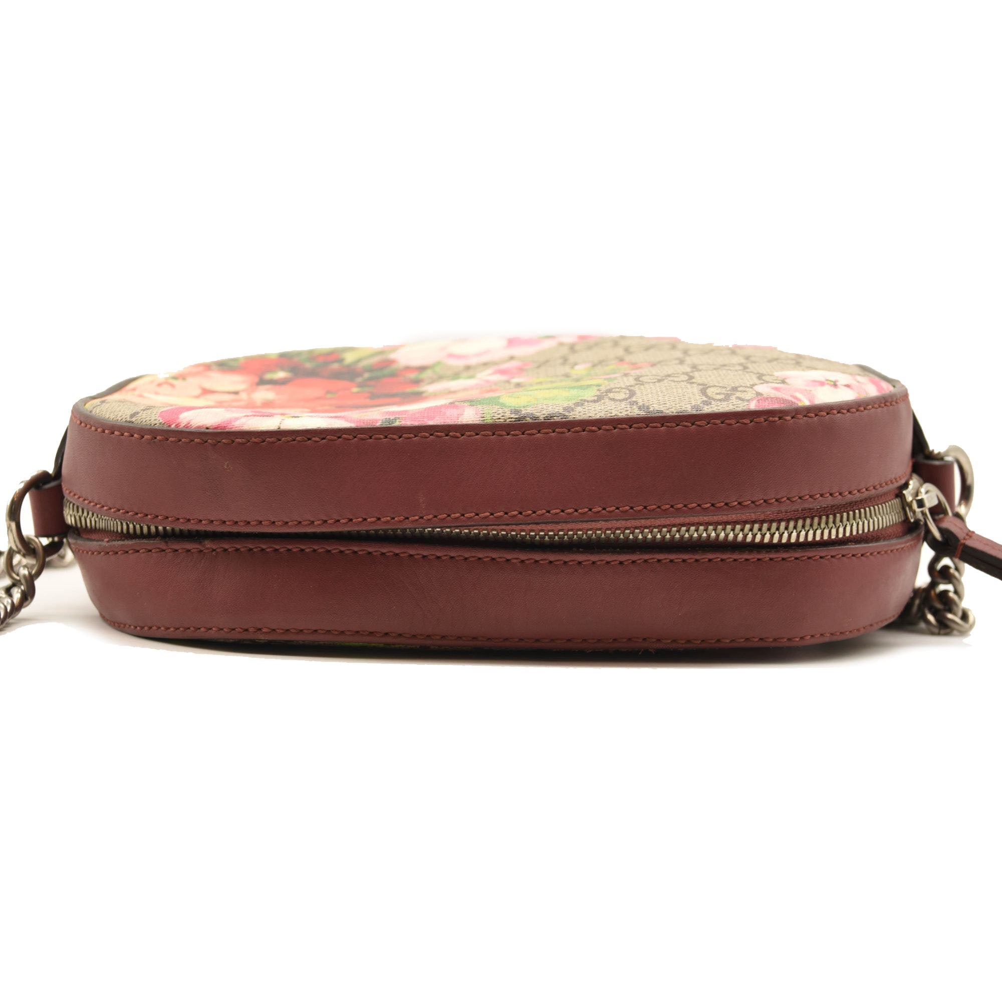 GUCCI GG Supreme Monogram Blooms Mini Chain Shoulder Bag Beige Multicolor Dry Rose