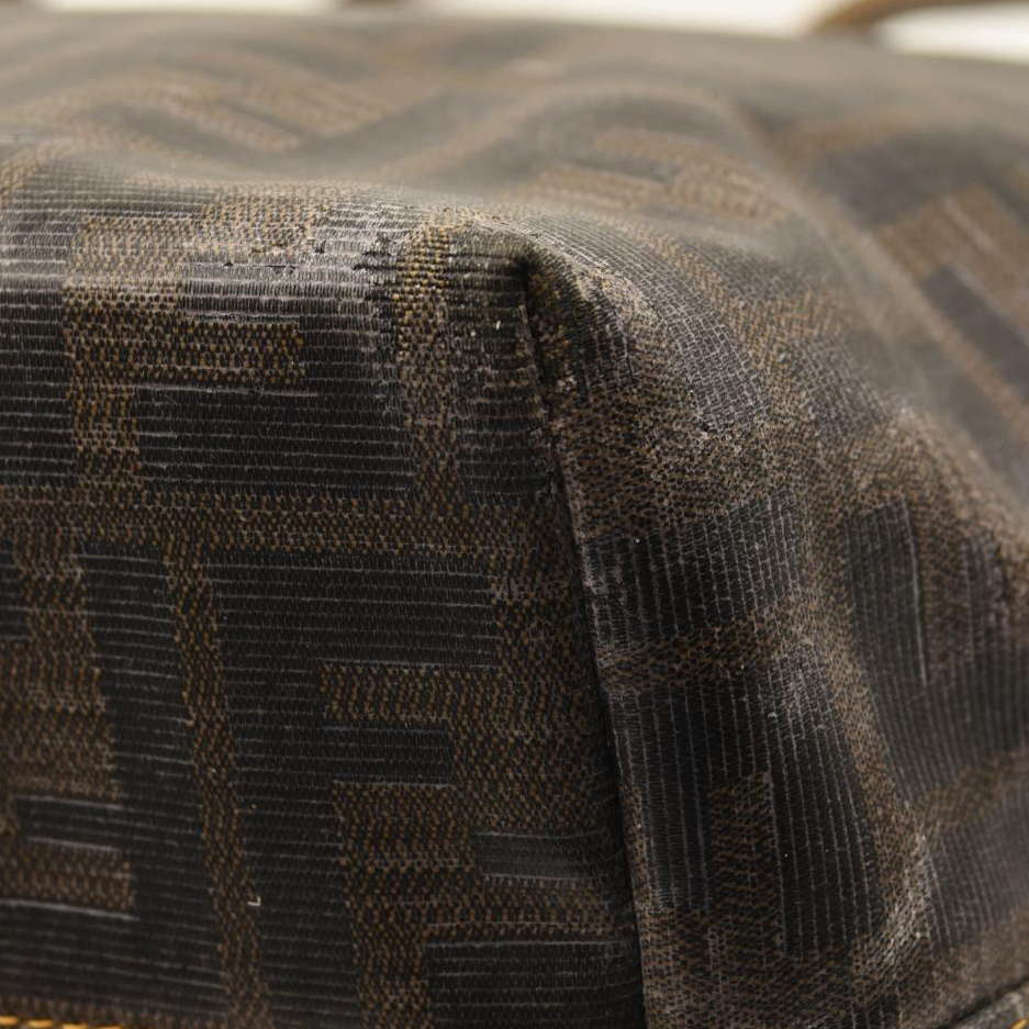 FENDI Zucca Spalmati Roll Tote Brown Coated Canvas