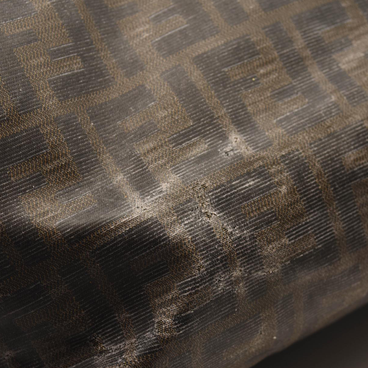 FENDI Zucca Spalmati Roll Tote Brown Coated Canvas