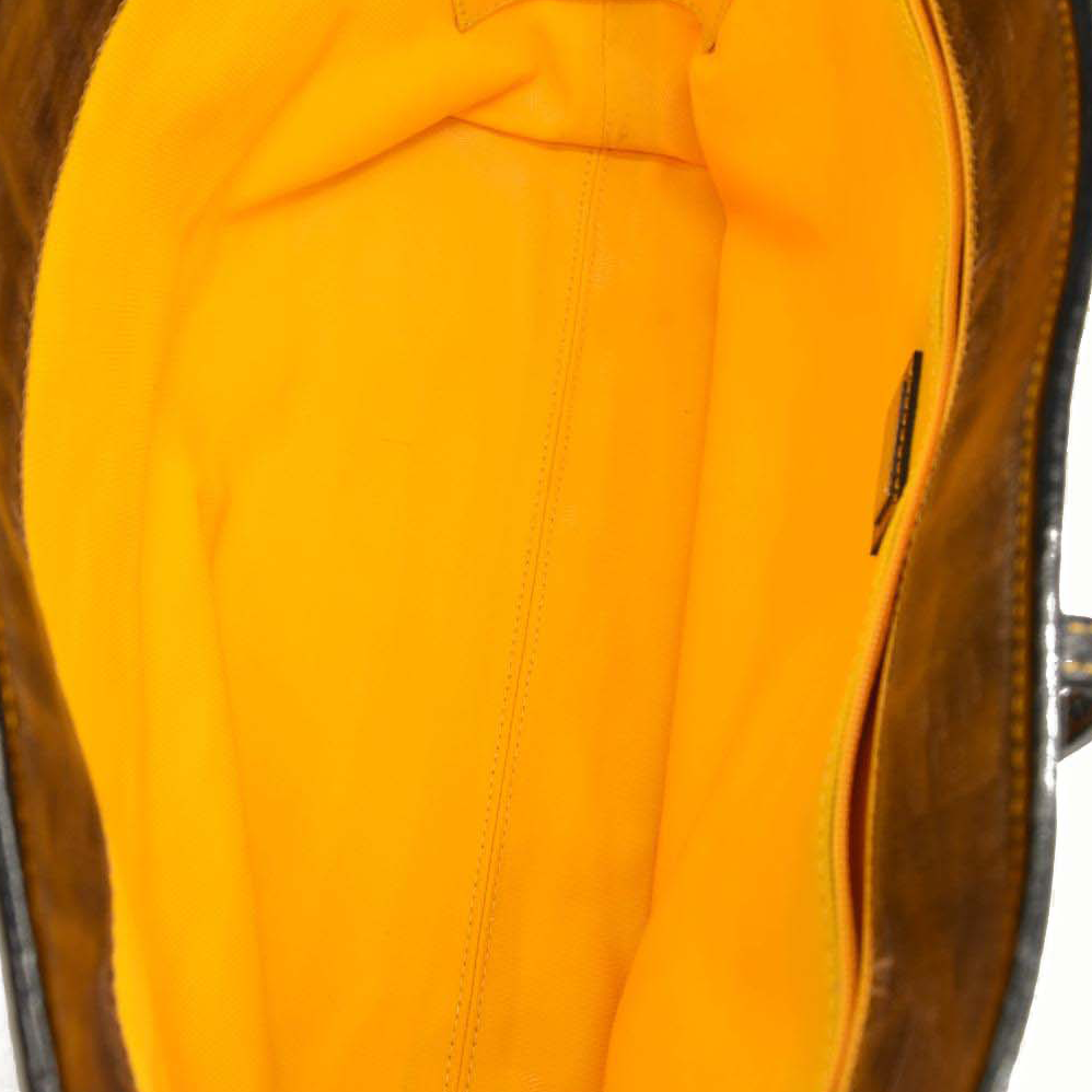 FENDI Zucca Spalmati Roll Tote Brown Coated Canvas