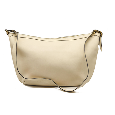 Gucci Grained Calfskin Logo Half Moon Hobo White