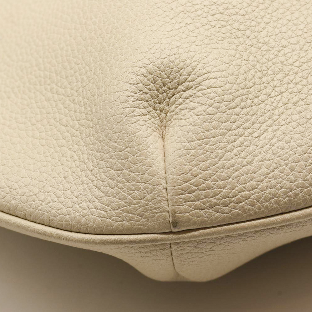 Gucci Grained Calfskin Logo Half Moon Hobo White