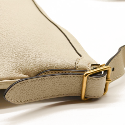 Gucci Grained Calfskin Logo Half Moon Hobo White