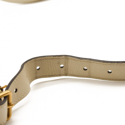 Gucci Grained Calfskin Logo Half Moon Hobo White