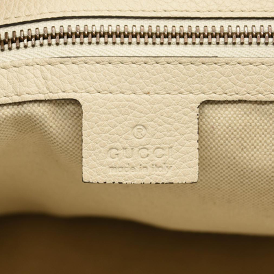 Gucci Grained Calfskin Logo Half Moon Hobo White