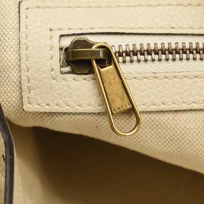 Gucci Grained Calfskin Logo Half Moon Hobo White