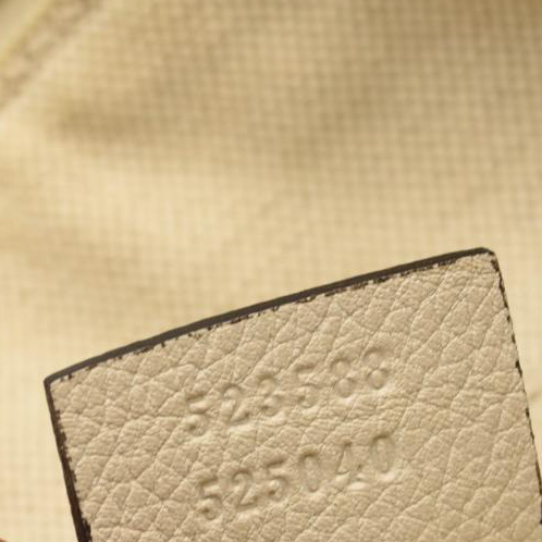 Gucci Grained Calfskin Logo Half Moon Hobo White