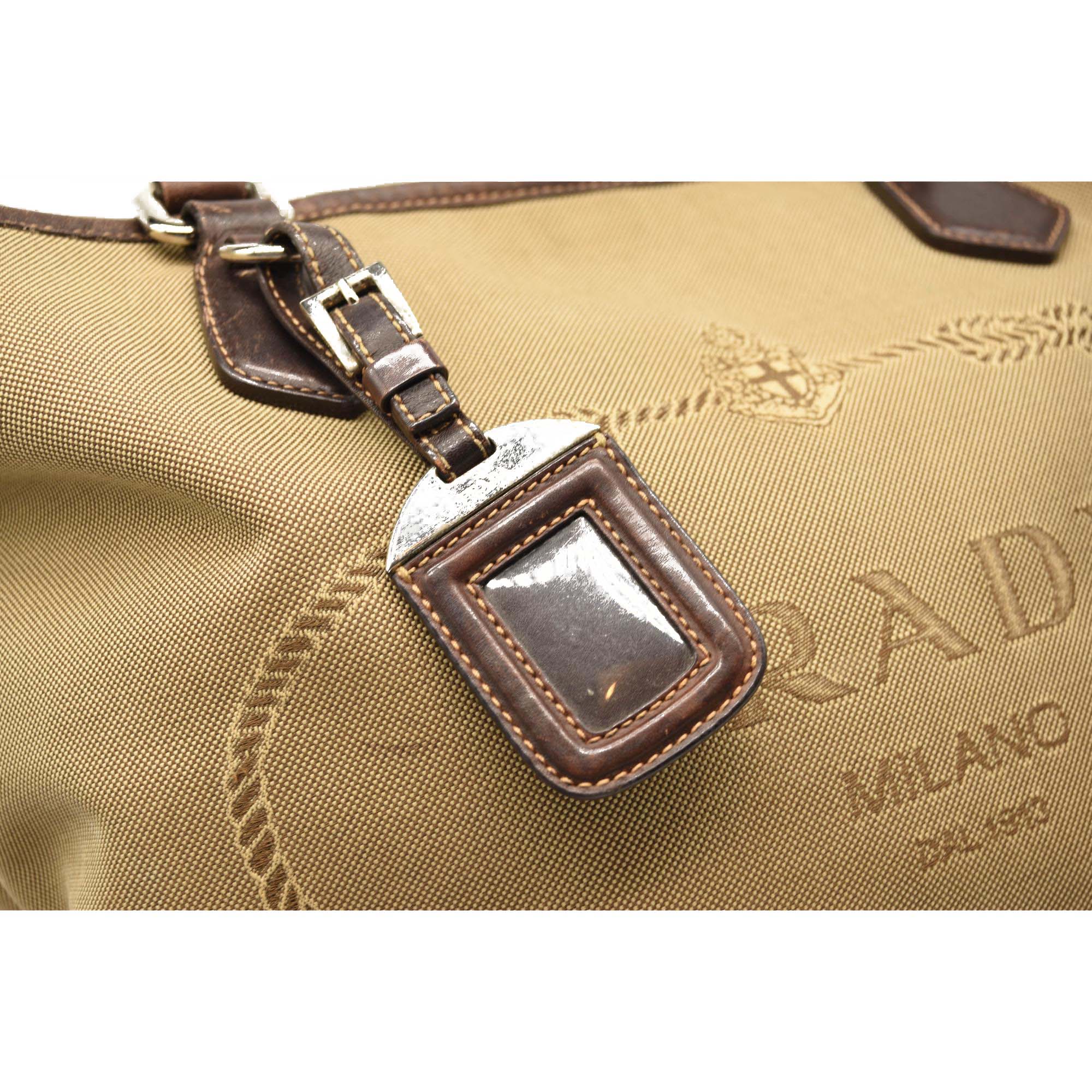 Prada Jacquard Logo Canvas Hobo Brown