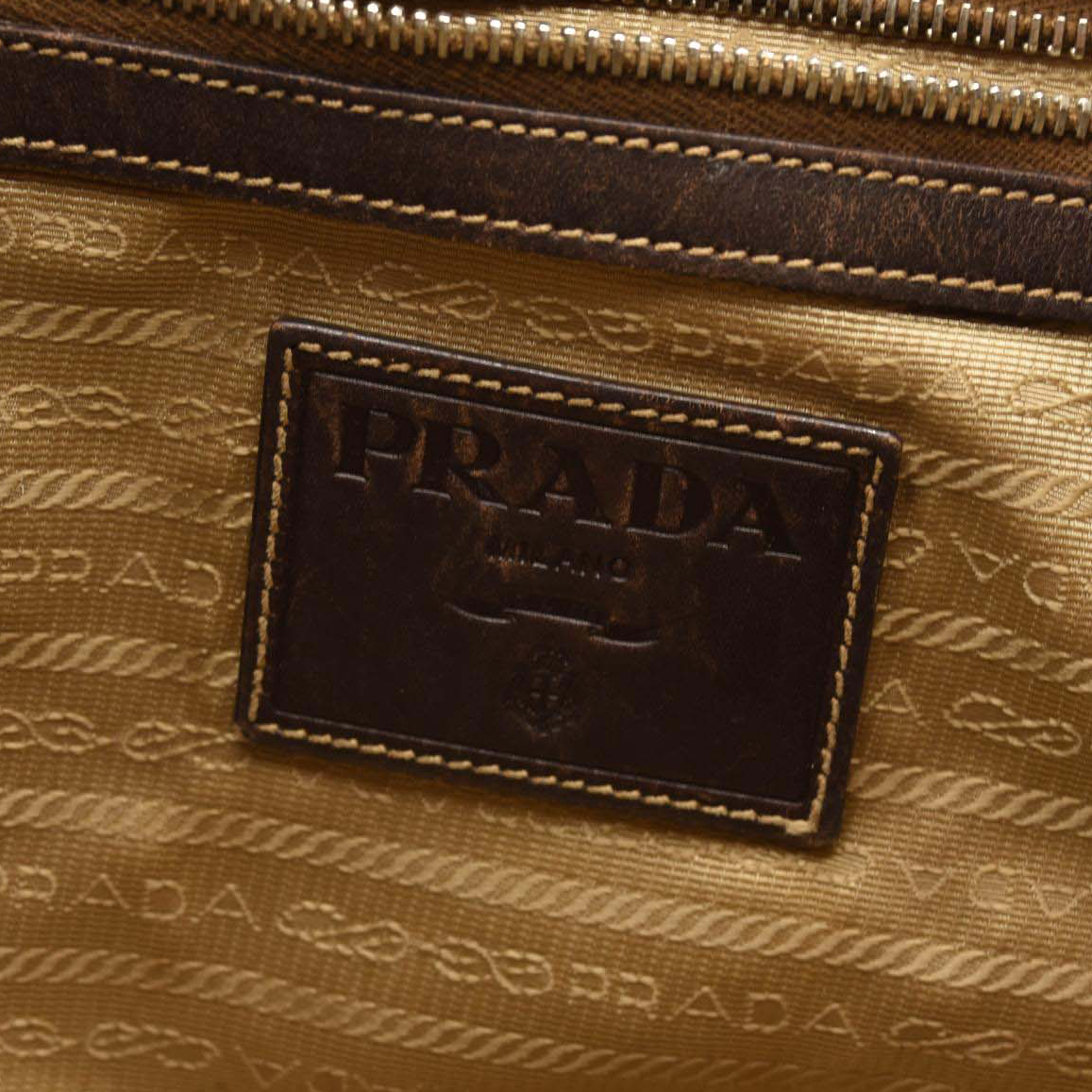 Prada Jacquard Logo Canvas Hobo Brown