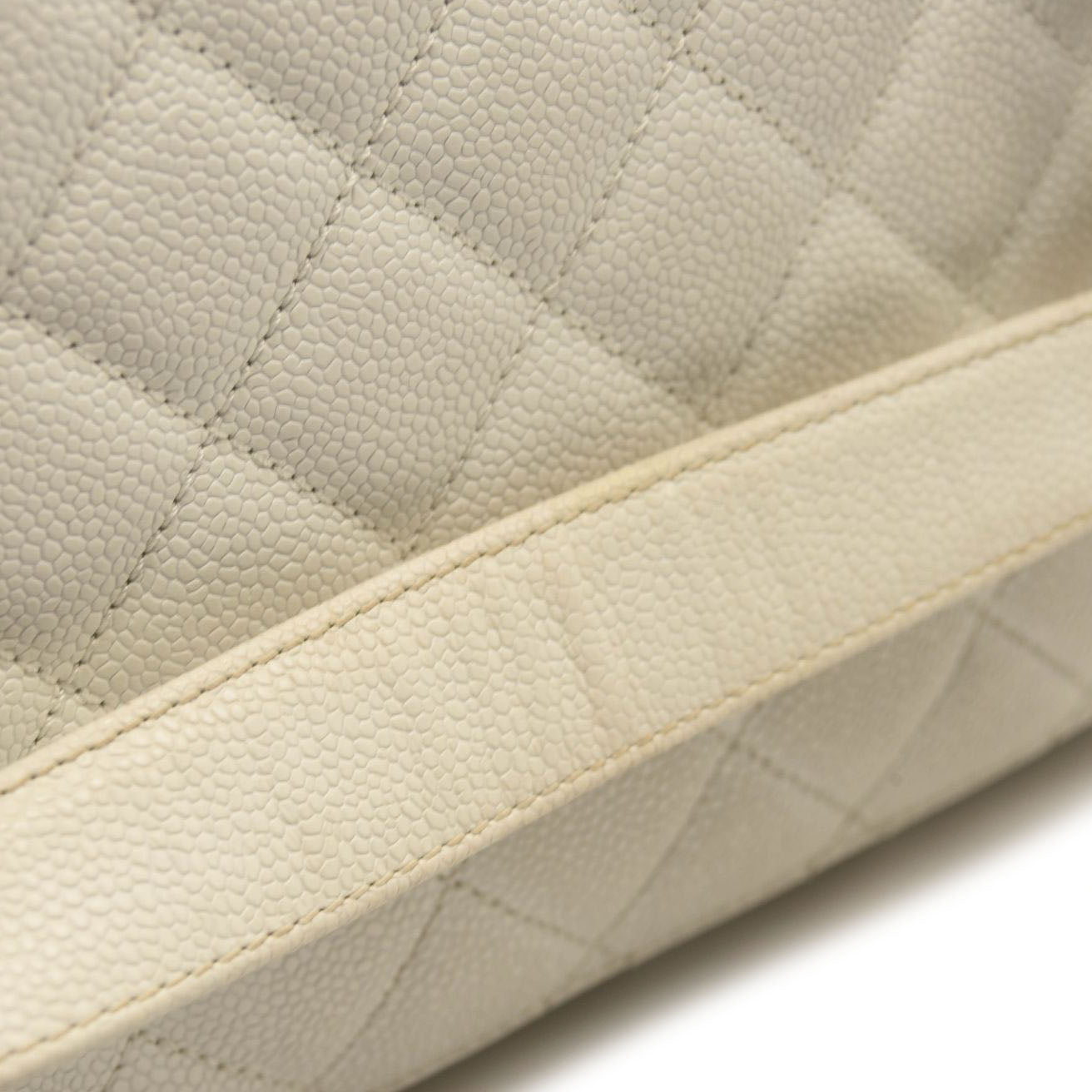 CHANEL Caviar Quilted Grand Shopping Tote GST White