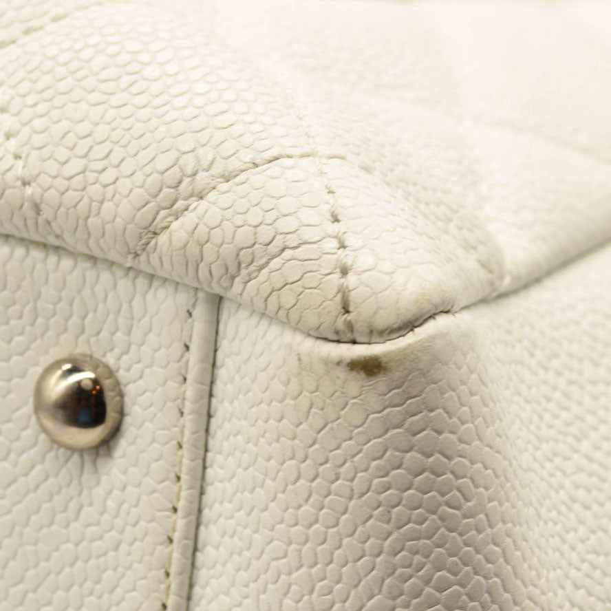 CHANEL Caviar Quilted Grand Shopping Tote GST White