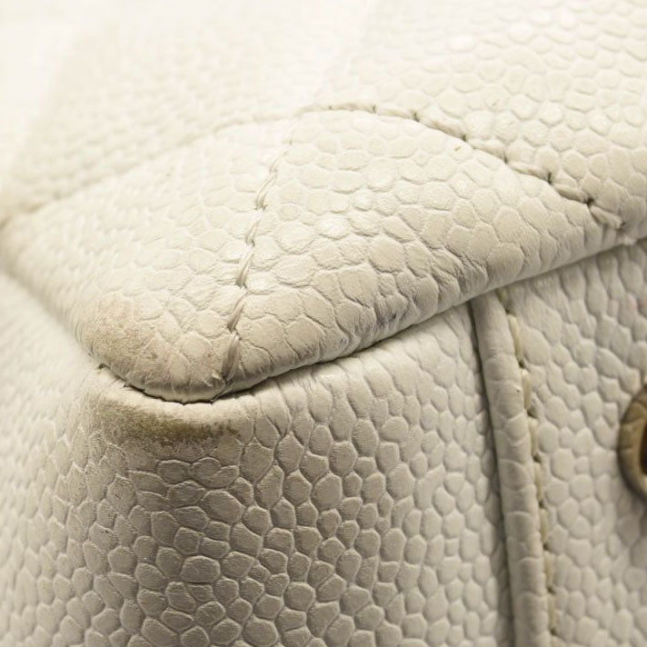 CHANEL Caviar Quilted Grand Shopping Tote GST White