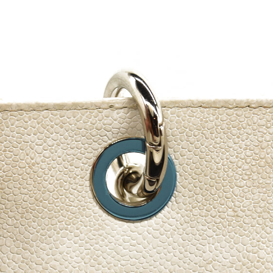 CHANEL Caviar Quilted Grand Shopping Tote GST White