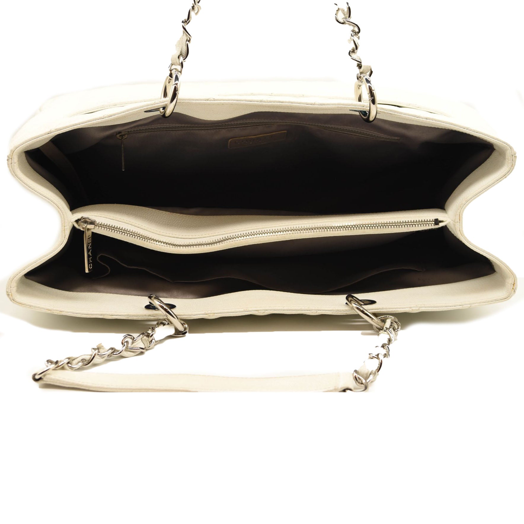 CHANEL Caviar Quilted Grand Shopping Tote GST White