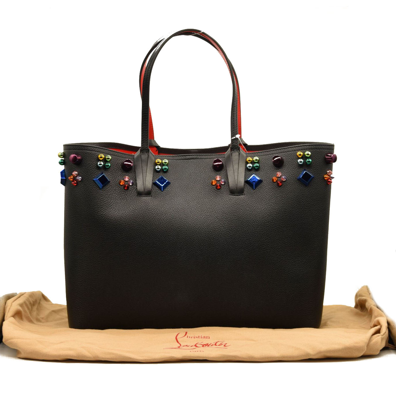 NEW $1990 Christian Louboutin Cabata Empire Spike Leather Tote Bag
