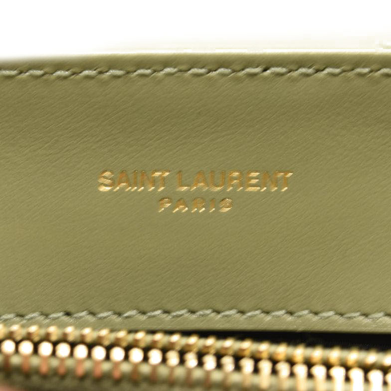 NEW $2990 SAINT LAURENT Calfskin Y Quilted Monogram Small Loulou Chain Satchel Green