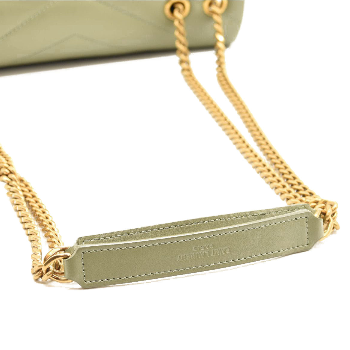 Saint Laurent Paris Gold Textured Monogram Leather Chain Clutch