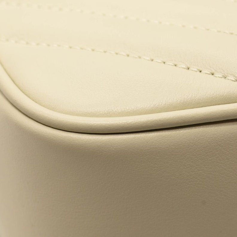 NEW $1690 SAINT LAURENT Calfskin Matelasse Monogram Lou Camera Bag Crema Soft