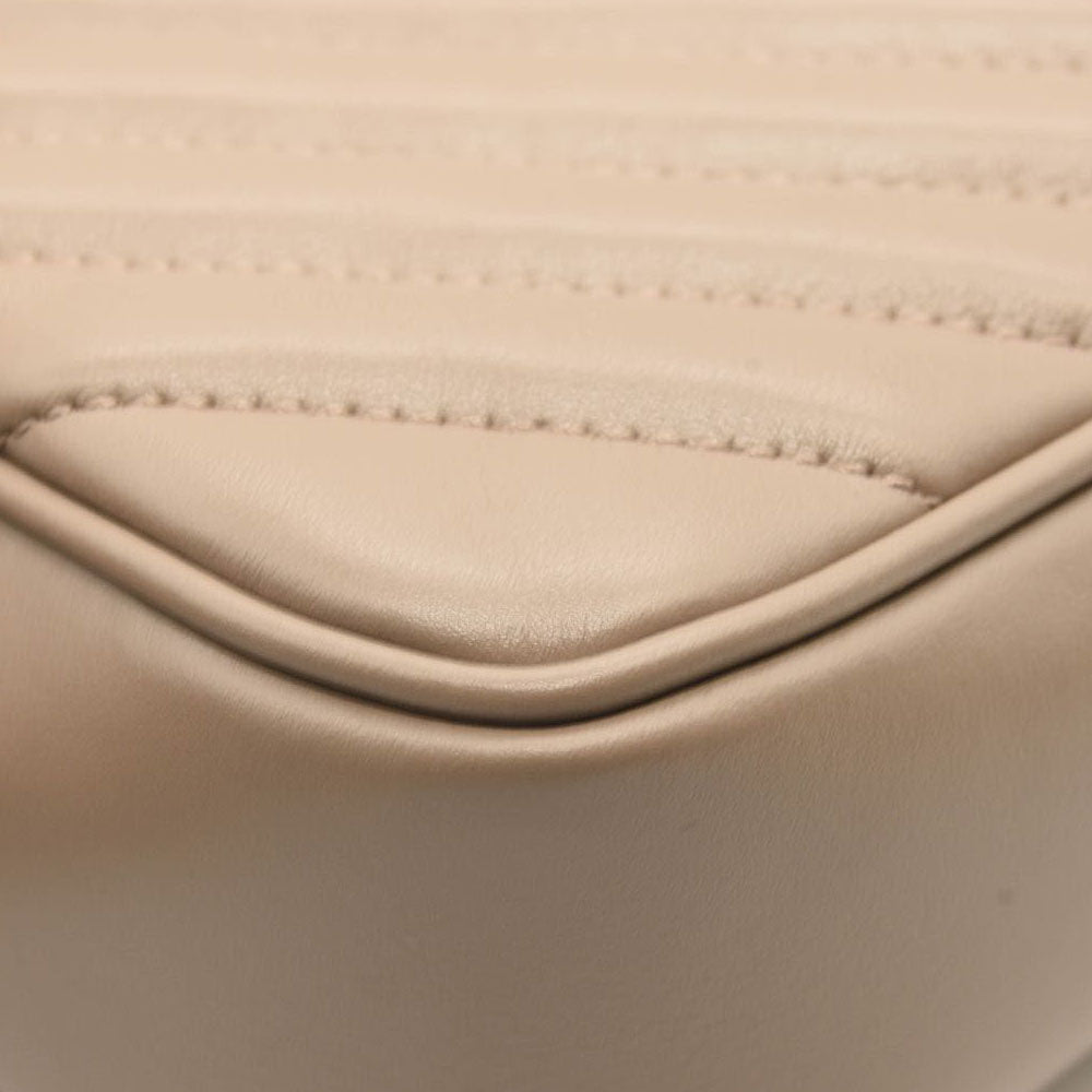 NEW $1690 SAINT LAURENT Calfskin Matelasse Monogram Lou Camera Bag Dark Beige