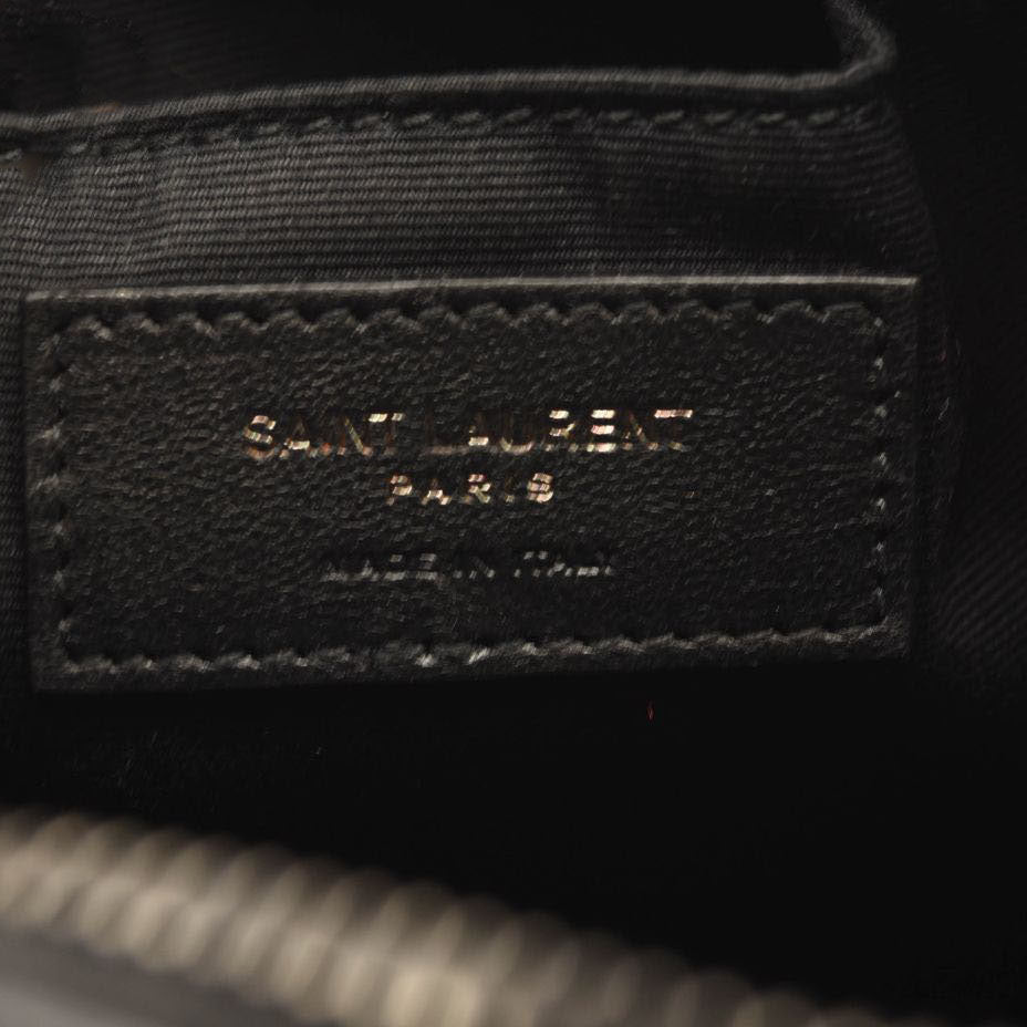 NEW $1790 SAINT LAURENT Calfskin Matelasse Monogram Monochrome Lou Camera Bag Black