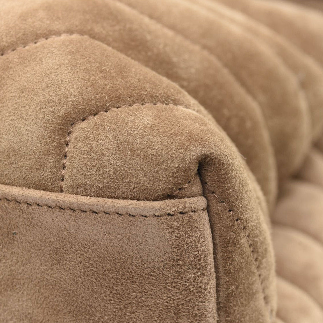 NEW $3450 SAINT LAURENT Suede Y Quilted Monogram Medium Loulou Chain Satchel Beige