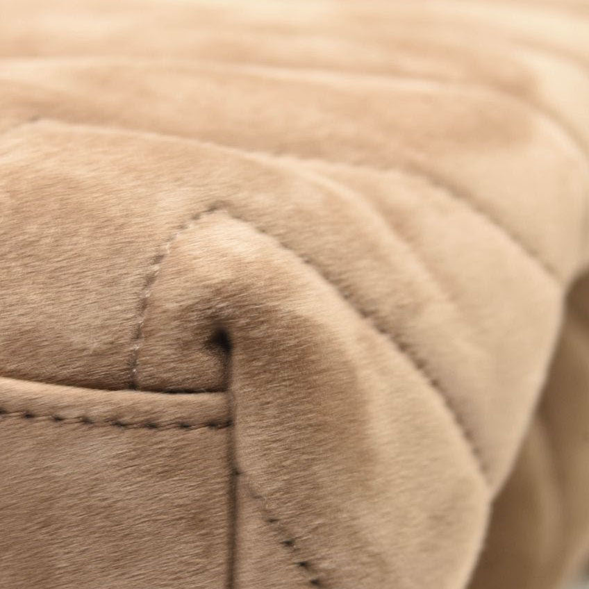 NEW $3450 SAINT LAURENT Suede Y Quilted Monogram Medium Loulou Chain Satchel Beige