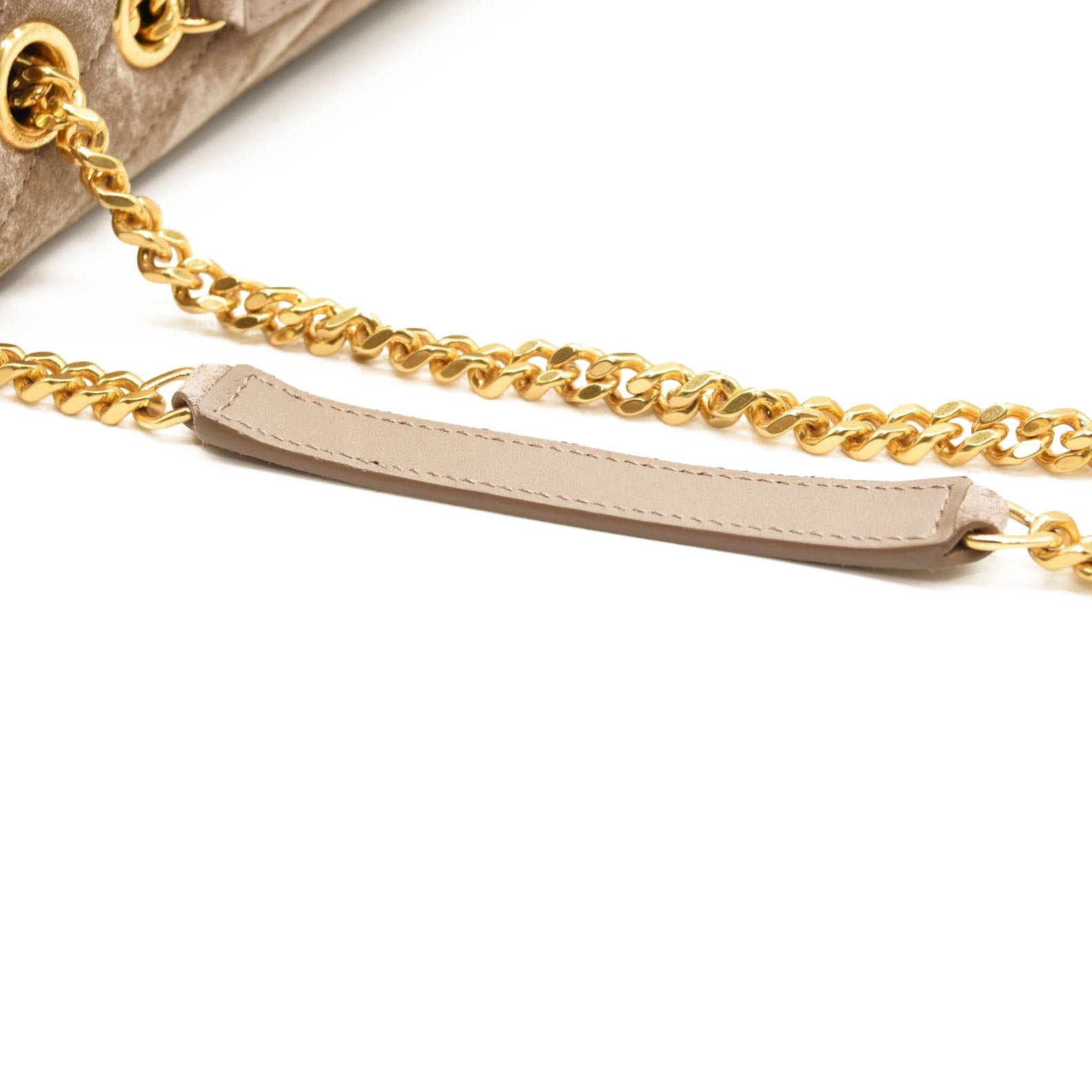 NEW $3450 SAINT LAURENT Suede Y Quilted Monogram Medium Loulou Chain Satchel Beige