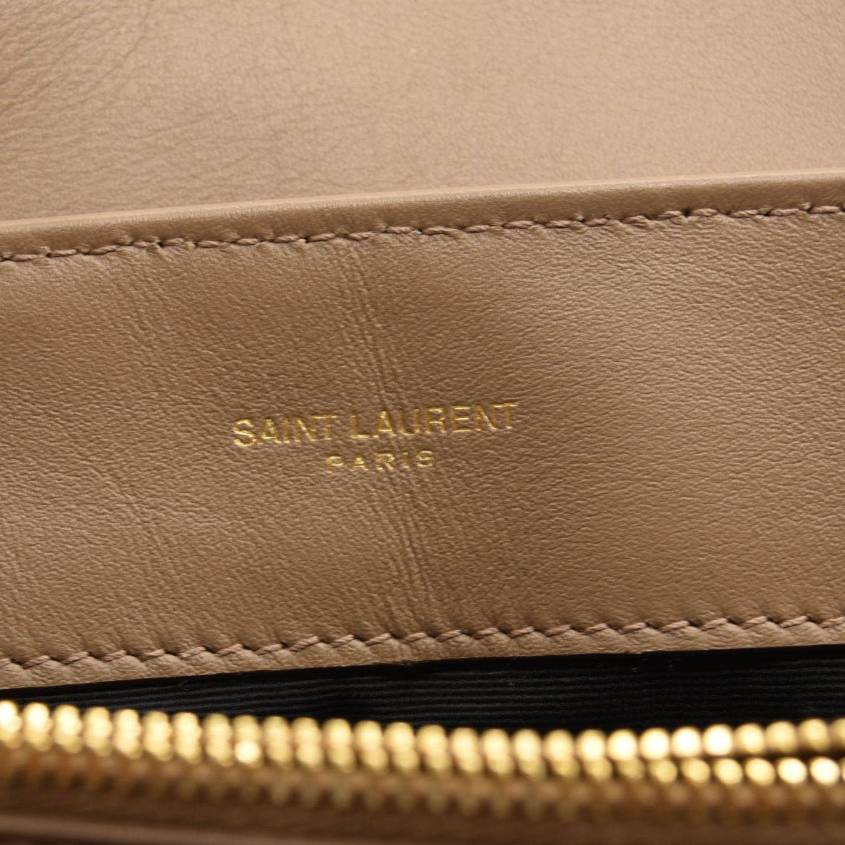 NEW $3450 SAINT LAURENT Suede Y Quilted Monogram Medium Loulou Chain Satchel Beige