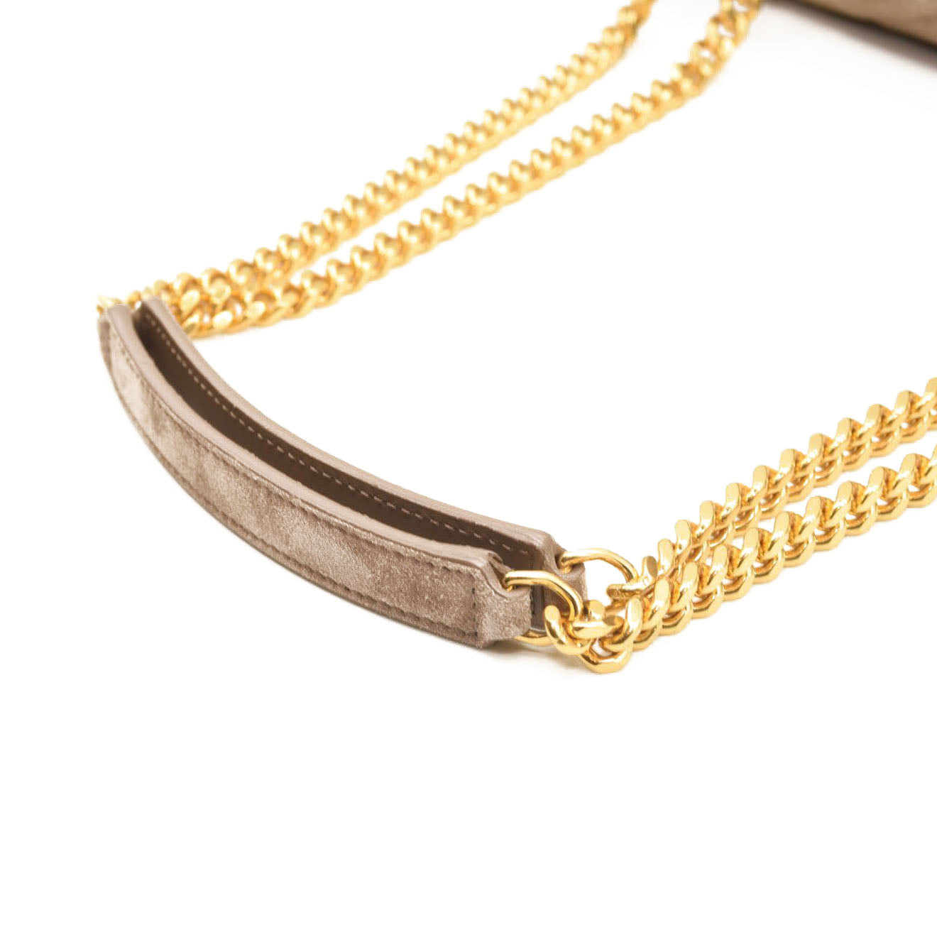 NEW $3450 SAINT LAURENT Suede Y Quilted Monogram Medium Loulou Chain Satchel Beige