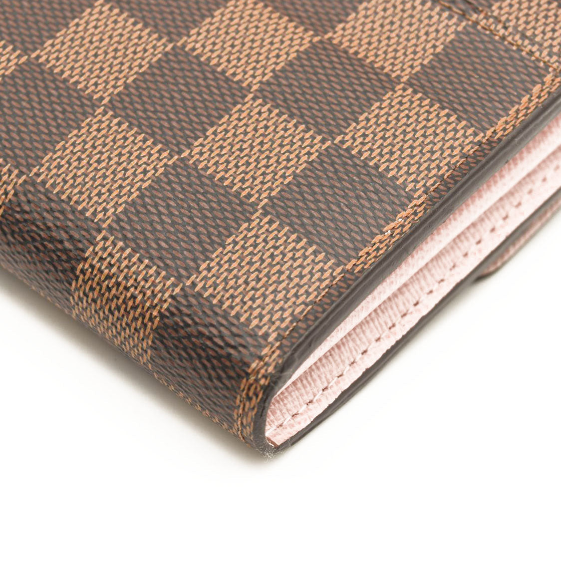 $720 LOUIS VUITTON Damier Ebene Sarah Wallet NM Rose Ballerine