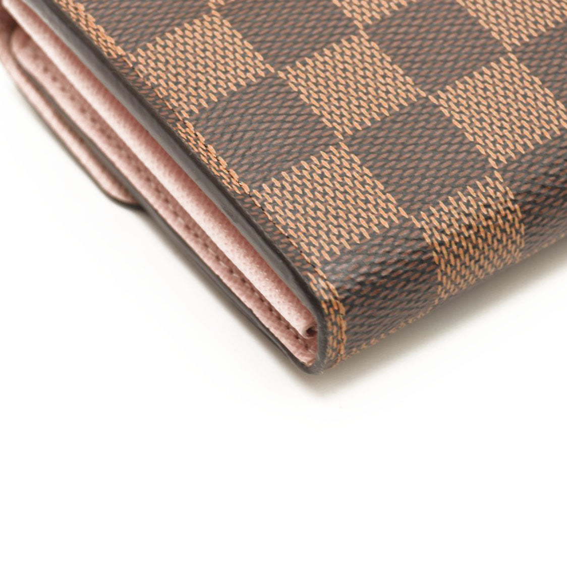 $720 LOUIS VUITTON Damier Ebene Sarah Wallet NM Rose Ballerine