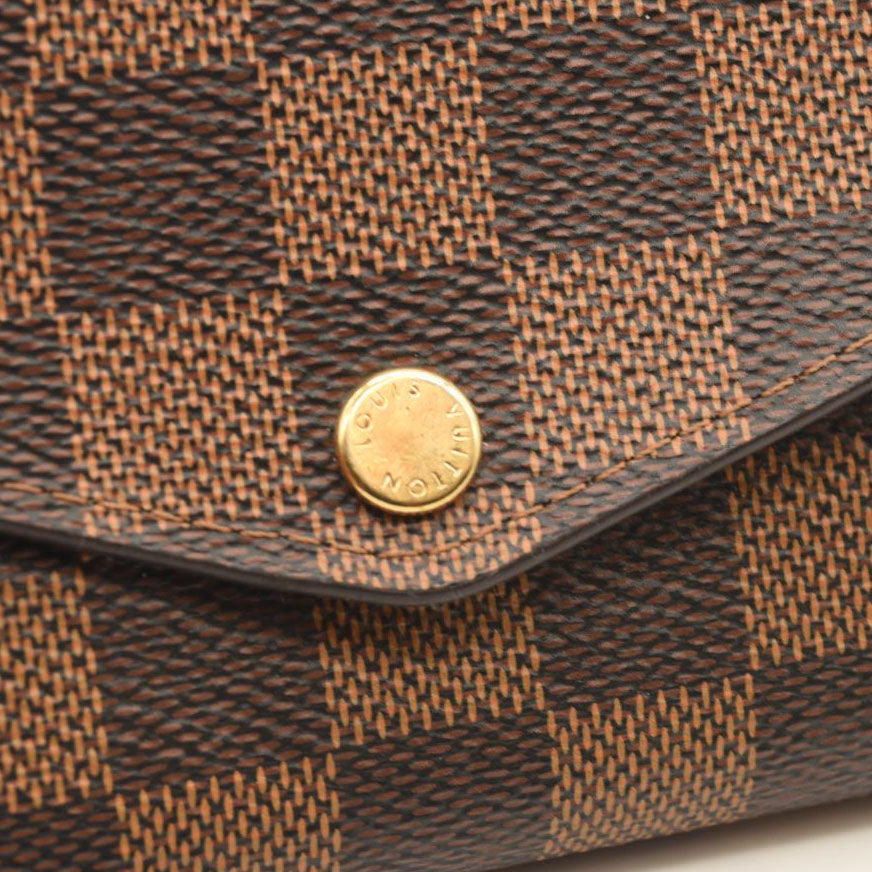 $720 LOUIS VUITTON Damier Ebene Sarah Wallet NM Rose Ballerine