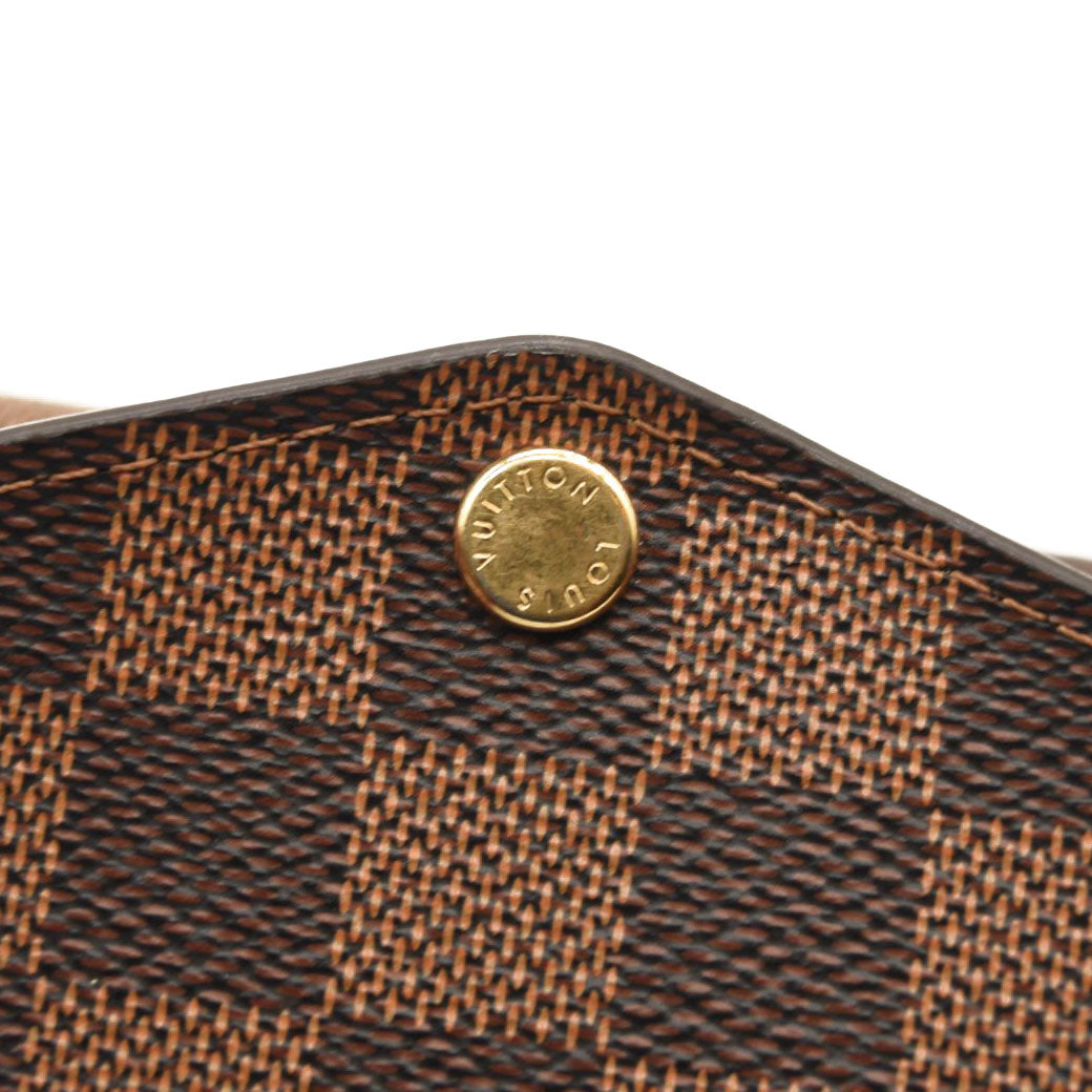 $720 LOUIS VUITTON Damier Ebene Sarah Wallet NM Rose Ballerine