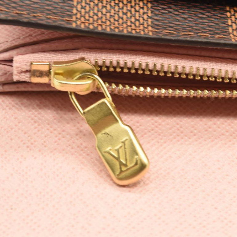 $720 LOUIS VUITTON Damier Ebene Sarah Wallet NM Rose Ballerine