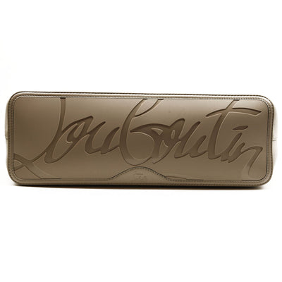 $1990 NEW CHRISTIAN LOUBOUTIN Calfskin Spikes Small East West Cabata Tote Light Grey