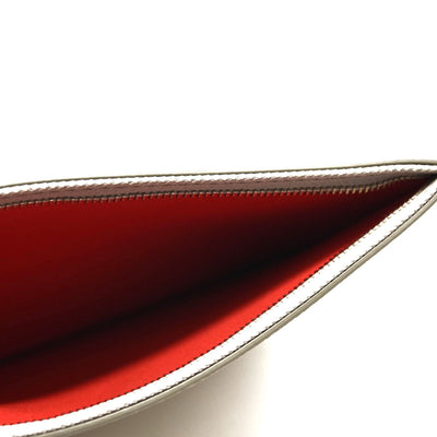 $1990 NEW CHRISTIAN LOUBOUTIN Calfskin Spikes Small East West Cabata Tote Light Grey