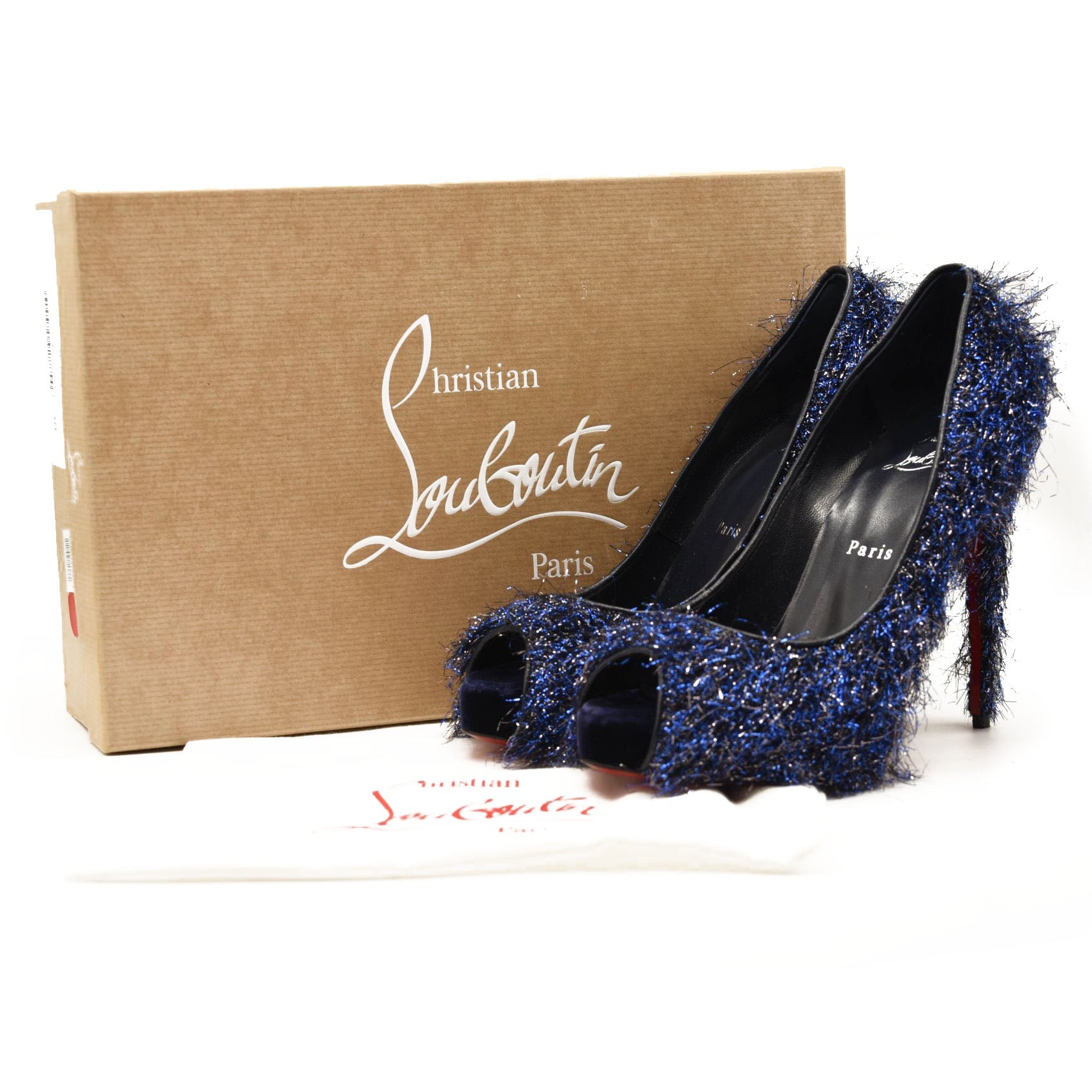 NEW $850 EU 38 Christian Louboutin Very Prive 120 Peep Toe Blue