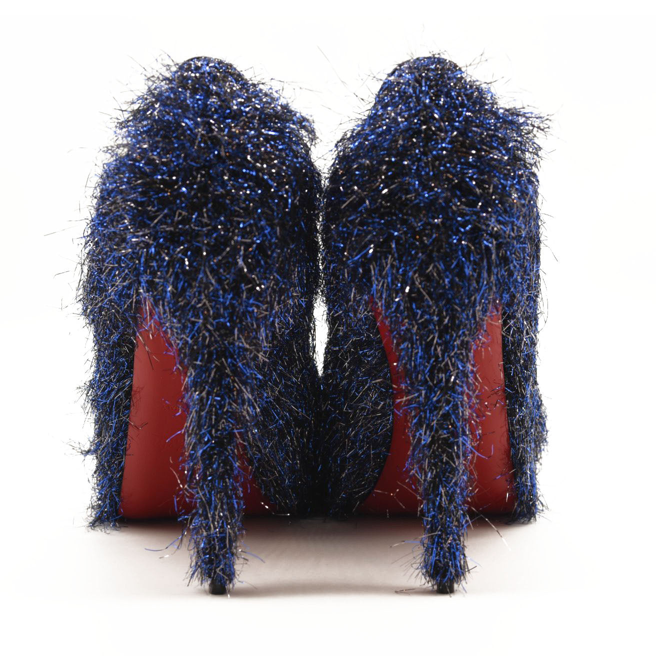 NEW $850 EU 38 Christian Louboutin Very Prive 120 Peep Toe Blue Metallic Threads Pump