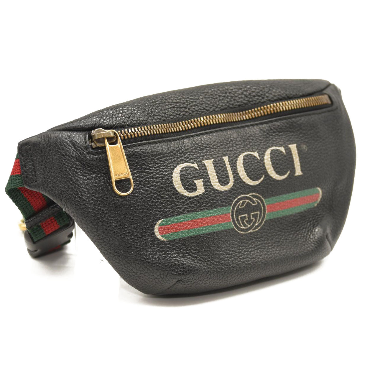 Gucci Grained Calfskin Small Logo Belt Bag Black