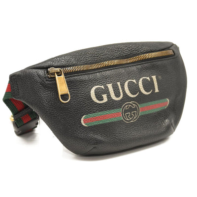 Gucci Grained Calfskin Small Logo Belt Bag Black