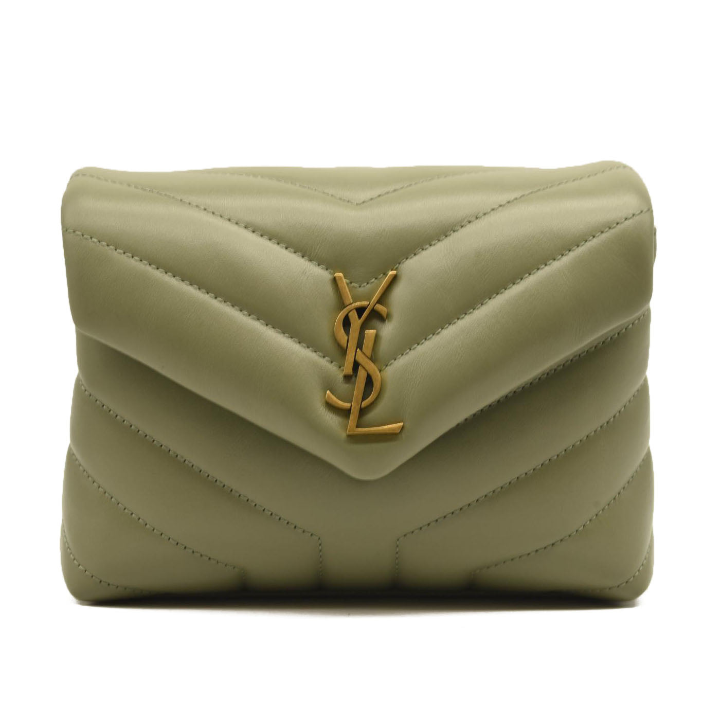 NEW Saint Laurent Toy Loulou Strap Bag in Quilted Y Shoulder Bag Sage Green