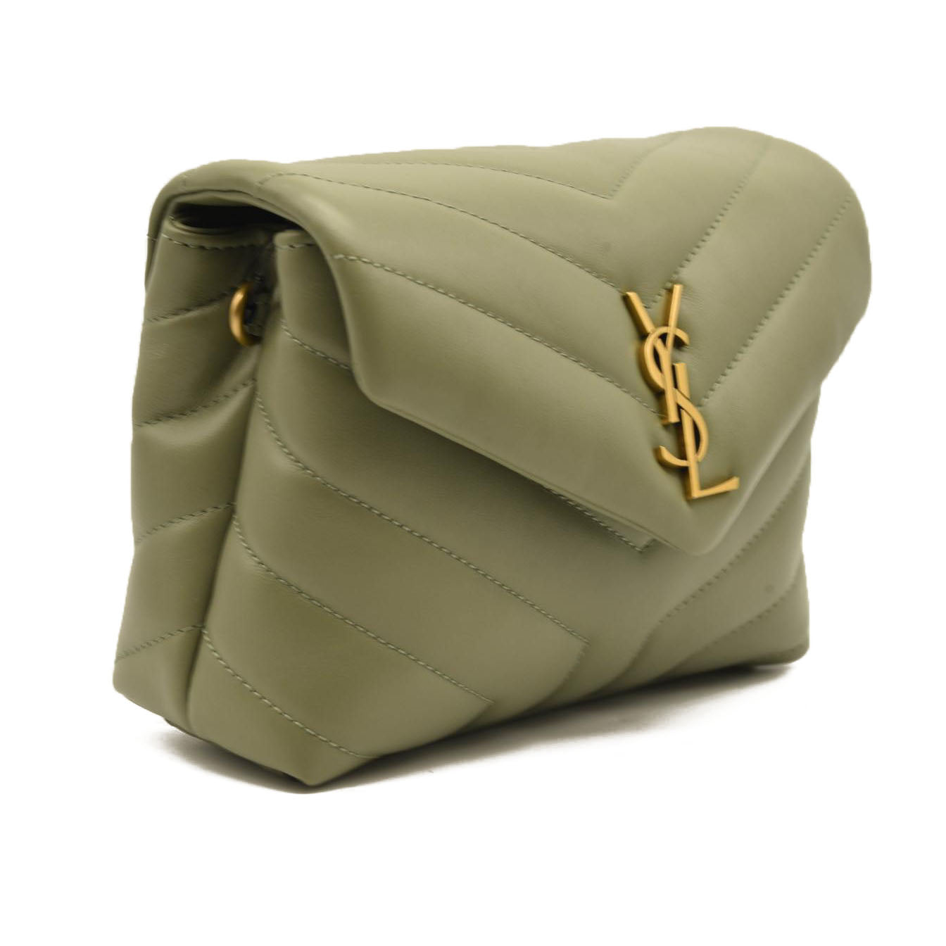 NEW Saint Laurent Toy Loulou Strap Bag in Quilted Y Shoulder Bag Sage Green