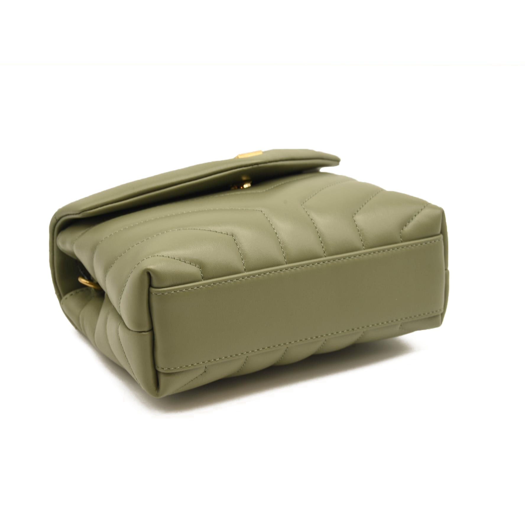 NEW Saint Laurent Toy Loulou Strap Bag in Quilted Y Shoulder Bag Sage Green