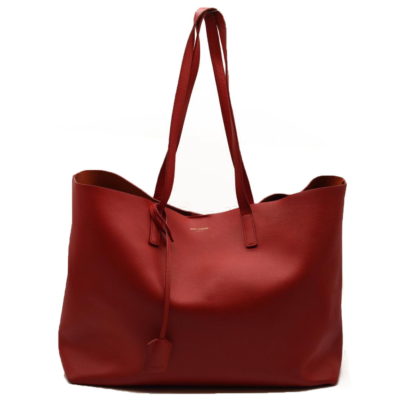 USED Saint Laurent Calfskin Large Shopping Tote Red