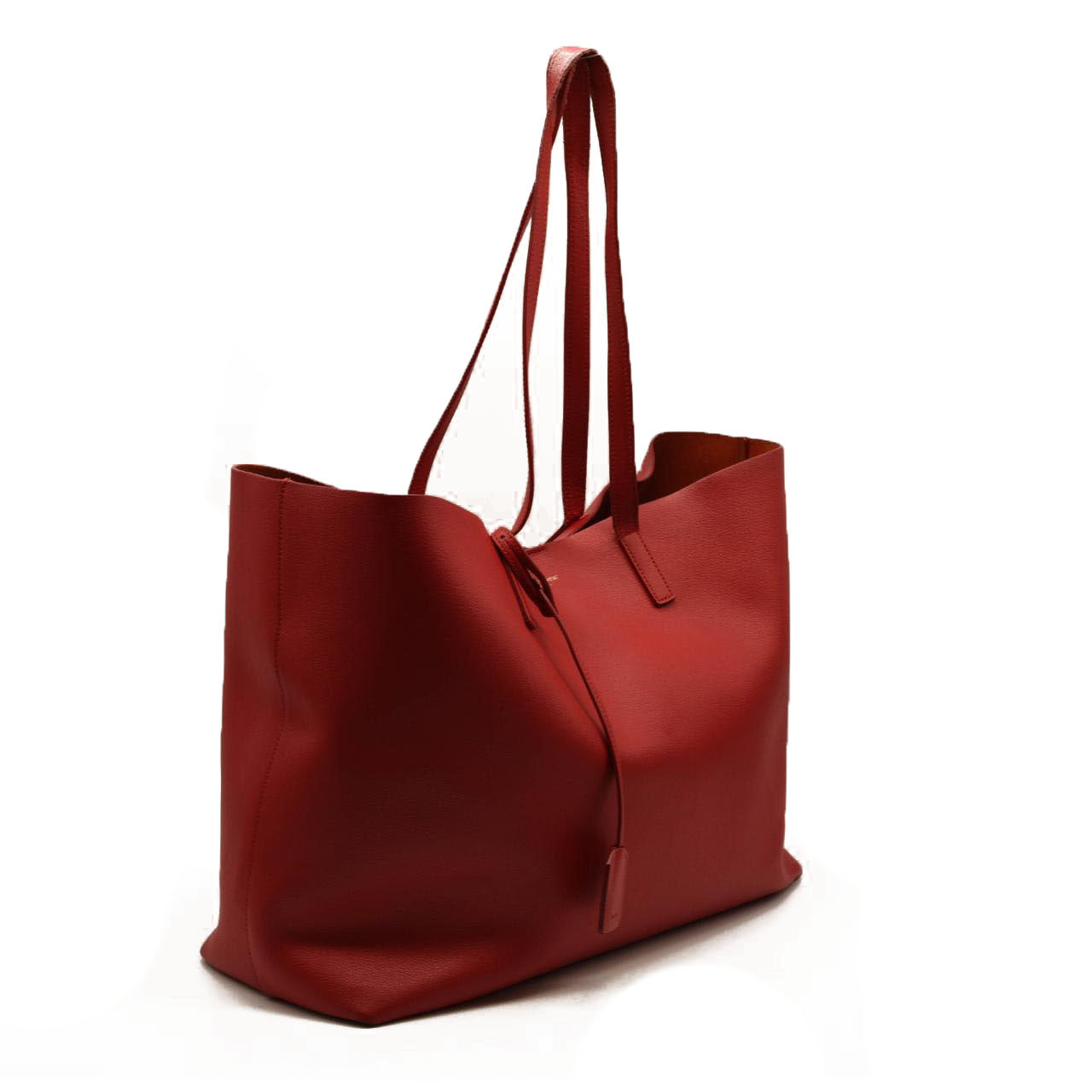 USED Saint Laurent Calfskin Large Shopping Tote Red