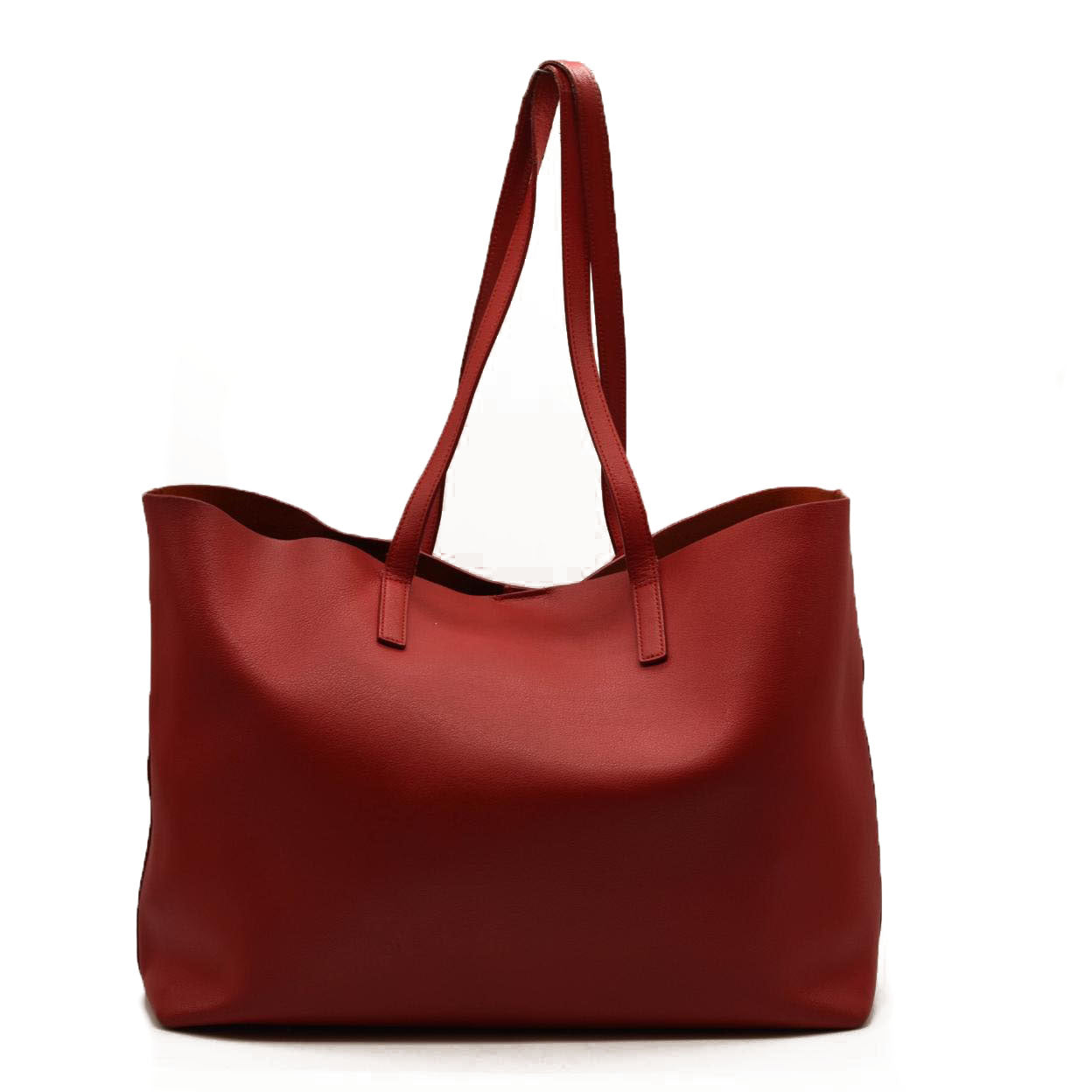 USED Saint Laurent Calfskin Large Shopping Tote Red